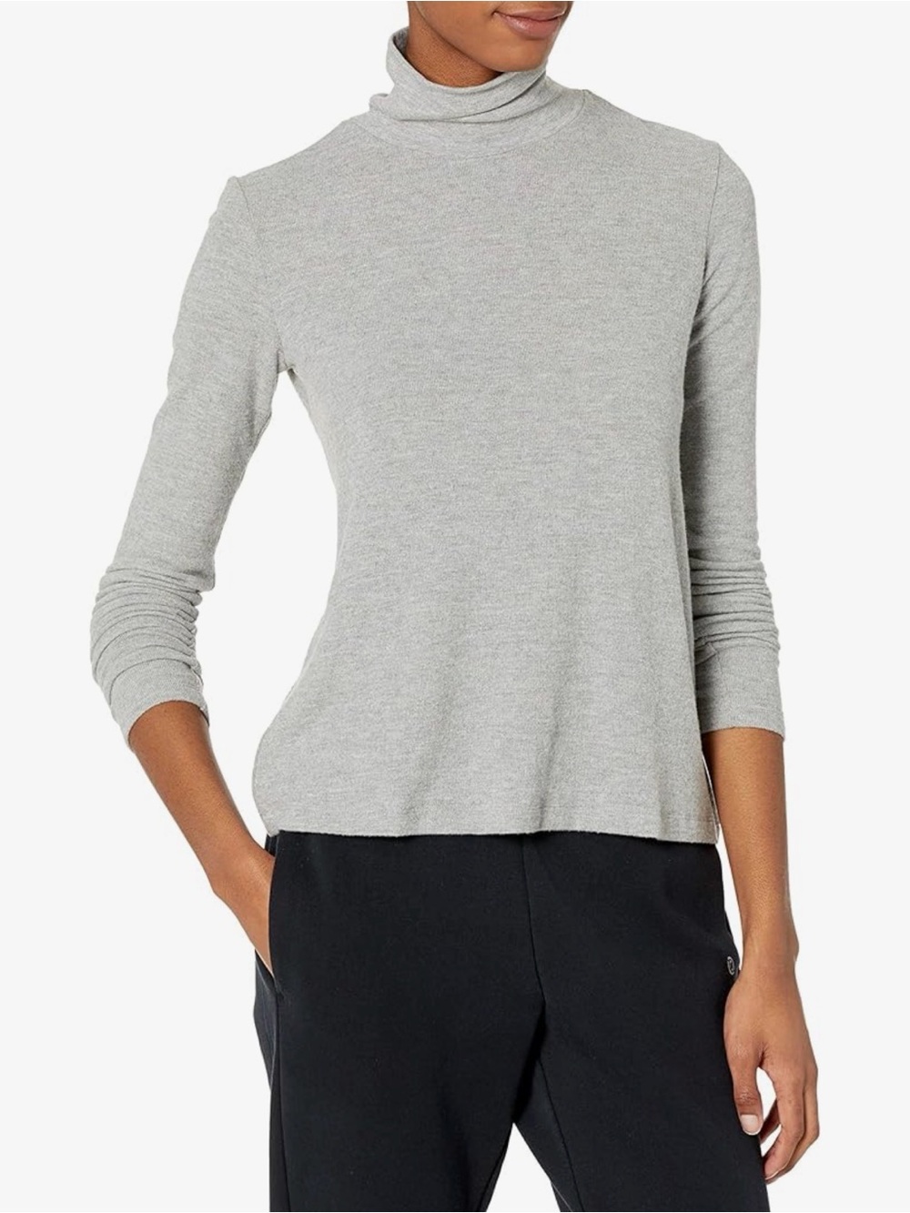 Alo Yoga Light Gray Turtleneck Long Sleeve Fitted Top XS S